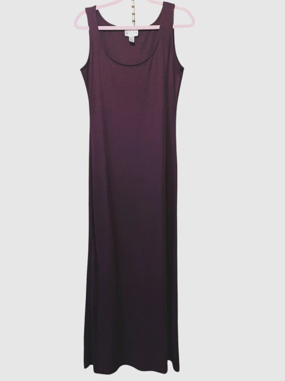 Miss Lavish London Plum Maxi Dress Stretch Knit Minimalist Chic 10/12 Quiet Luxe - Picture 2 of 5